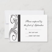 Black and White Swirls Wedding RSVP Response Kaart (Voorkant)