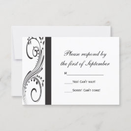 Black and White Swirls Wedding RSVP Response Kaart