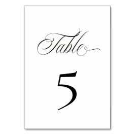 Black and White Table Number Card Kaart
