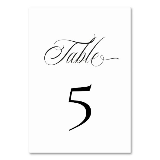 Black and White Table Number Card Kaart (Voorkant)