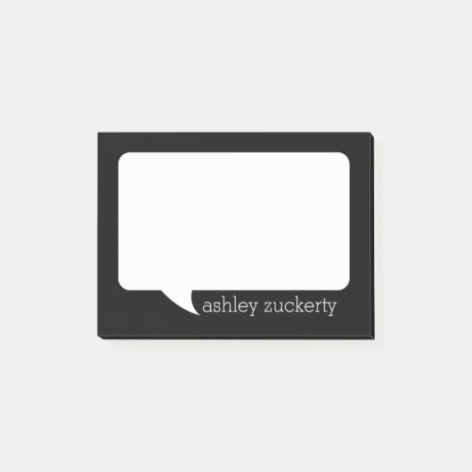 Black and White Talk Bubble met eenvoudige naam Post-it® Notes (Voorkant)