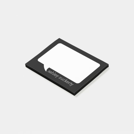 Black and White Talk Bubble met eenvoudige naam Post-it® Notes (Schuin)