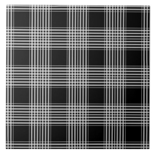 Black and White tartan plaid Tegeltje (Voorkant)
