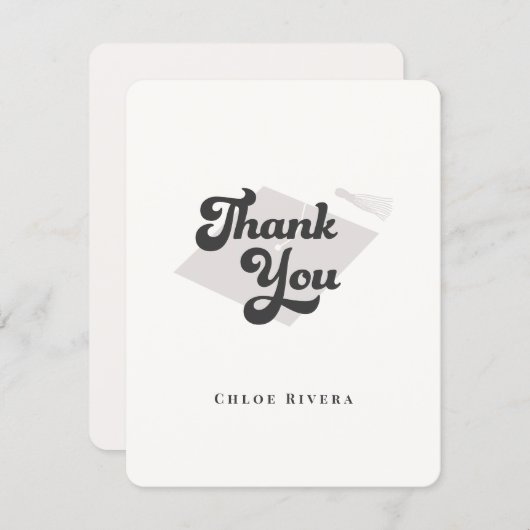 Black and White Tassel Thank You Card Bedankkaart (Voorkant / Achterkant)