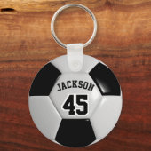 Black and White Team Soccer ⚽ Ball Sleutelhanger (Voorkant)