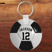 Black and White Team Soccer ⚽ Ball Sleutelhanger (Voorkant)