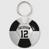 Black and White Team Soccer ⚽ Ball Sleutelhanger (Achterkant)