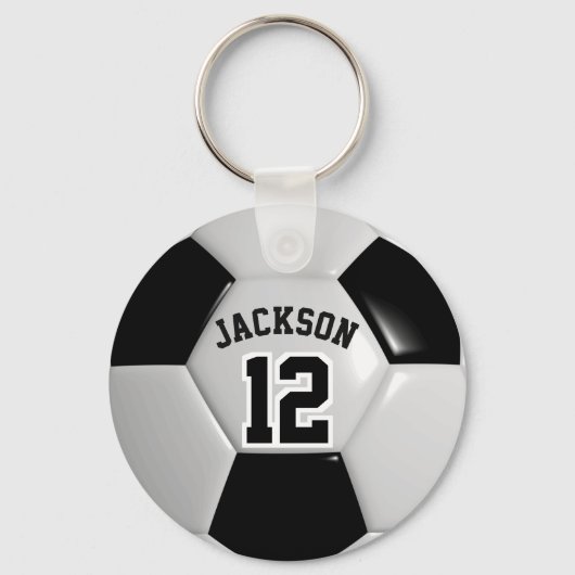 Black and White Team Soccer ⚽ Ball Sleutelhanger (Achterkant)