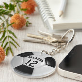 Black and White Team Soccer ⚽ Ball Sleutelhanger (Voorkant Rechts)