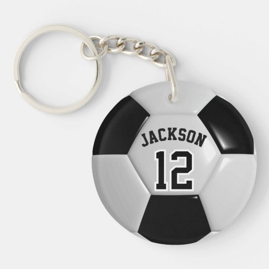 Black and White Team Soccer ⚽ Ball Sleutelhanger (Voorkant)