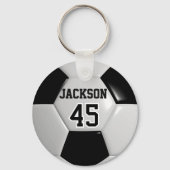 Black and White Team Soccer ⚽ Ball Sleutelhanger (Voorkant)