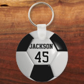 Black and White Team Soccer ⚽ Ball Sleutelhanger (Voorkant)