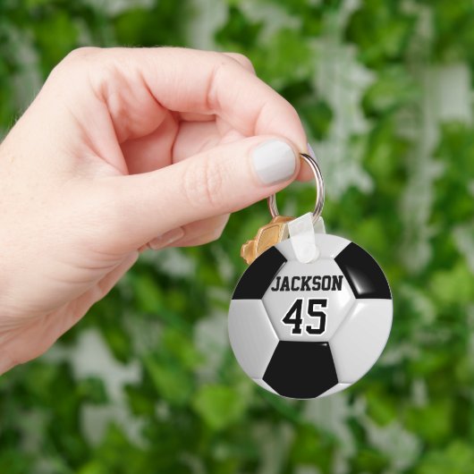 Black and White Team Soccer ⚽ Ball Sleutelhanger (Hand)