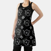Black and White Teapot Print Apron Schort (Insitu)