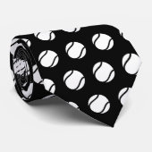 Black and White Tennis Ball Pattern Athletic Style Stropdas (Opgerold)