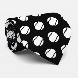 Black and White Tennis Ball Pattern Athletic Style Stropdas