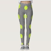 Black and White Tennis Ball Zigzag Tennis Player's Leggings (Voorkant)