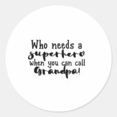 Black And White Text Grandpa Hero Love Sticker (Voorkant)
