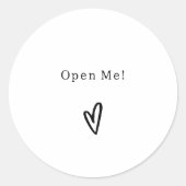 Black And White Text Open Me Quote Sticker (Voorkant)
