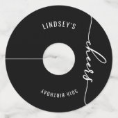 Black and White Theme Party Wijnglaslabel (Voorkant)