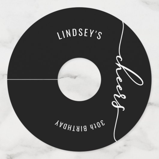 Black and White Theme Party Wijnglaslabel (Voorkant)