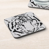 Black and White Tiger Silhouette Bier Onderzetter (Linkerzijde)