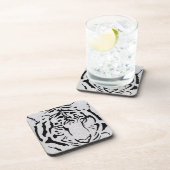 Black and White Tiger Silhouette Bier Onderzetter (Rechterzijde)
