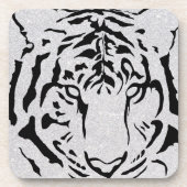 Black and White Tiger Silhouette Bier Onderzetter (Voorkant)