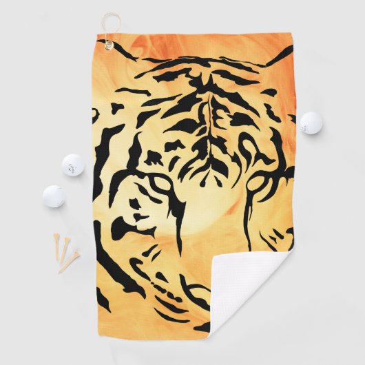 Black and White Tiger Silhouette Golfhanddoek (Insitu)