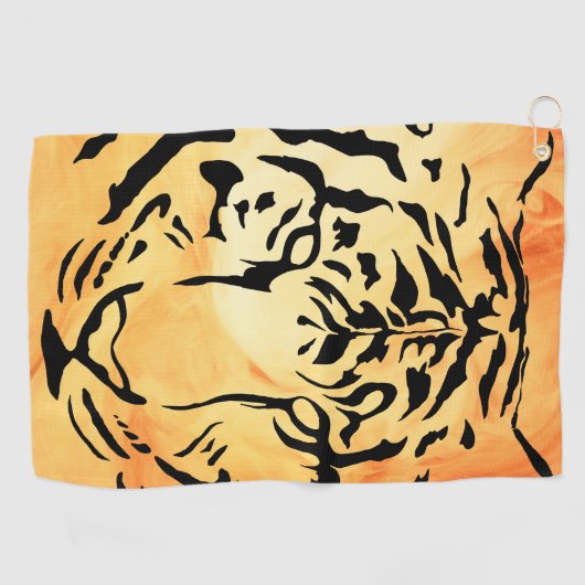 Black and White Tiger Silhouette Golfhanddoek (Horizontaal)