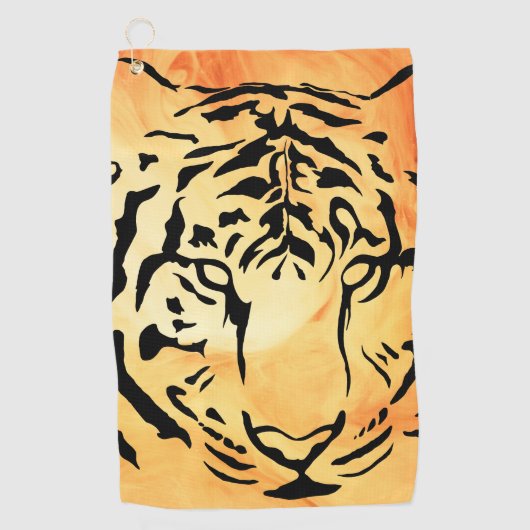 Black and White Tiger Silhouette Golfhanddoek (Voorkant)