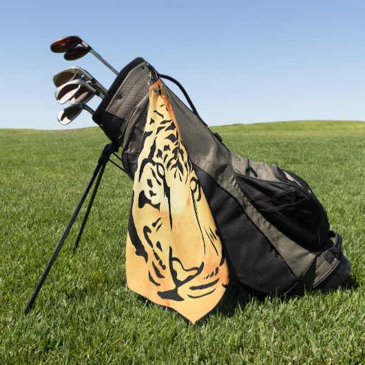 Black and White Tiger Silhouette Golfhanddoek (Groen)