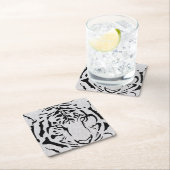 Black and White Tiger Silhouette Kartonnen Onderzetters (Insitu)