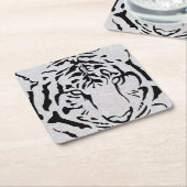 Black and White Tiger Silhouette Kartonnen Onderzetters (Schuin)