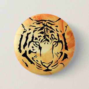 Black and White Tiger Silhouette Ronde Button 5,7 Cm