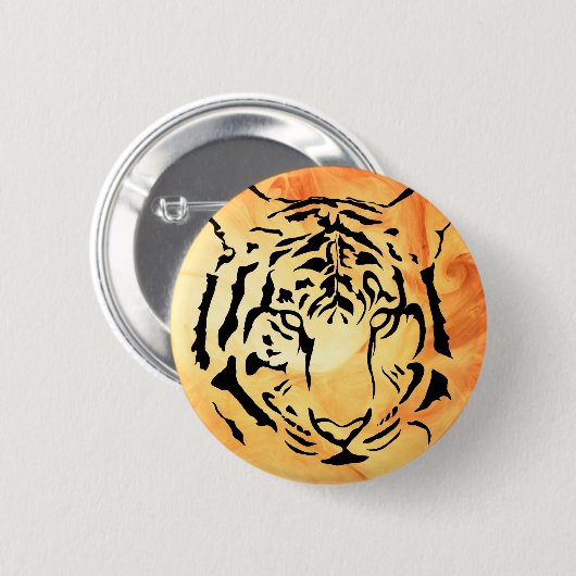 Black and White Tiger Silhouette Ronde Button 5,7 Cm (Voorkant /achterkant)