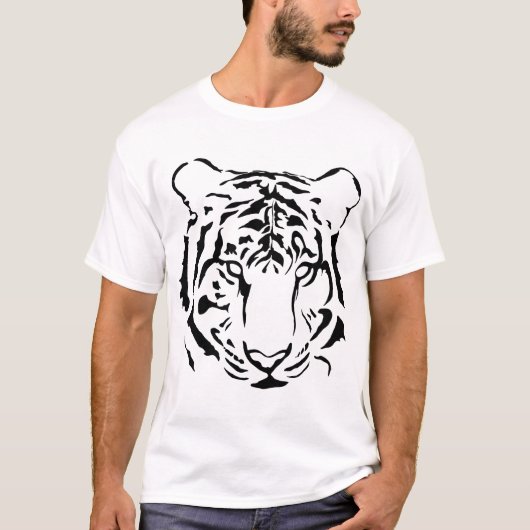 Black and White Tiger Silhouette T-shirt (Voorkant)