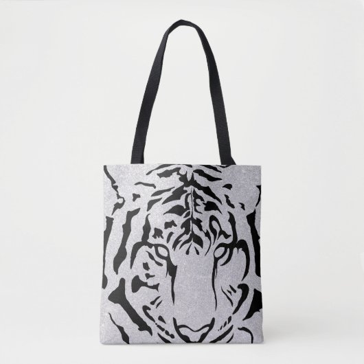 Black and White Tiger Silhouette Tote Bag (Voorkant)