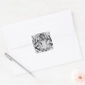 Black and White Tiger Silhouette Vierkante Sticker (Envelop)