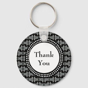 Black and White Tiki Pattern Bedankt Sleutelhanger