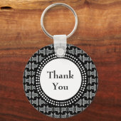 Black and White Tiki Pattern Bedankt Sleutelhanger (Voorkant)