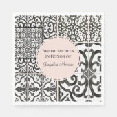 Black and White Tile Pattern Southwest Blush Pink Servet (Voorkant)