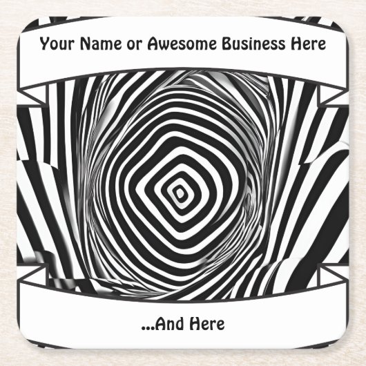 Black and White Time Warp Psychedelic Illusion 4 Kartonnen Onderzetters (Voorkant)