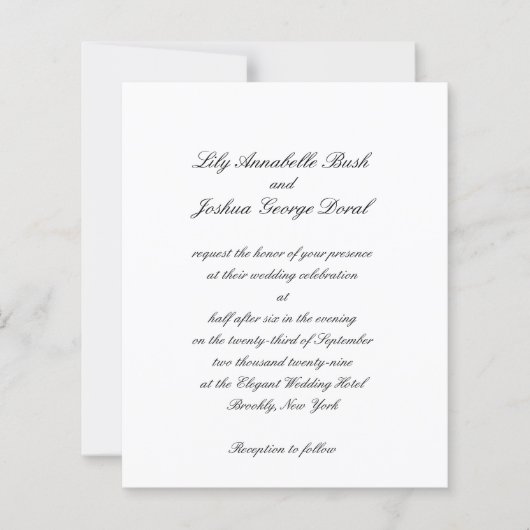 Black and White Timeless Budget Wedding Invitation (Voorkant)