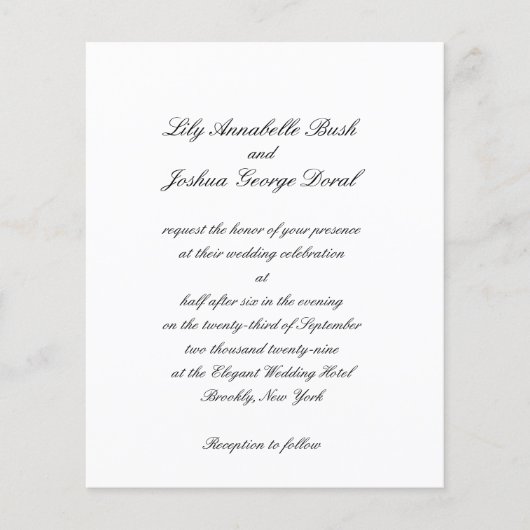 Black and White Timeless Budget Wedding Invitation Flyer (Voorkant)