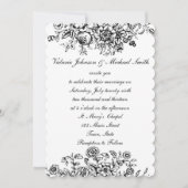 Black and White Toile, Custom Wedding Invitation Kaart (Voorkant)