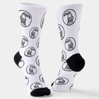Black and White Toucan Doodle Crew Socks Sokken