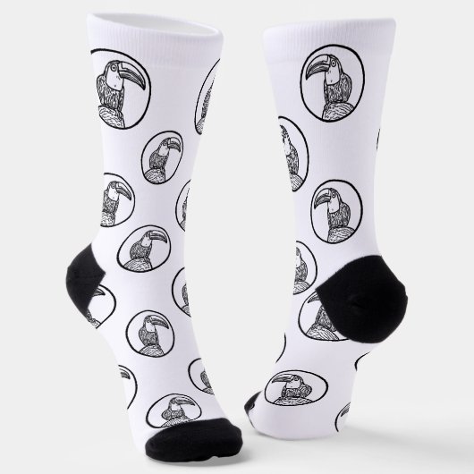 Black and White Toucan Doodle Crew Socks Sokken (Gebogen)