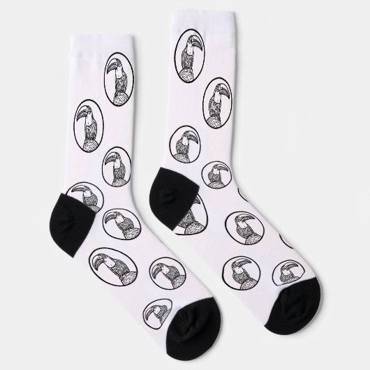 Black and White Toucan Doodle Crew Socks Sokken (Rechts)