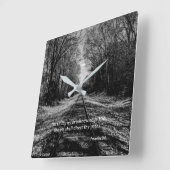 Black and White Train Track Proverbs Scripture Vierkante Klok (Hoek)